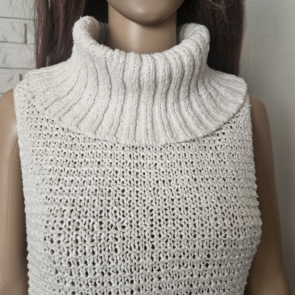 Free People Cowl Neck Knit Sweater Vest Long Line Sleeveless 100% Cotton - Picture 2 of 14